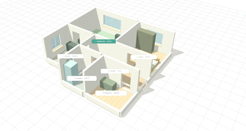 3D model ukázkového bytu